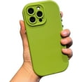 thumbnail image 1 of Solid Color Metal Button Simple Classic Soft Silicone Case Compatible with iPhone Case (iPhone 15 Pro,Green), 1 of 9