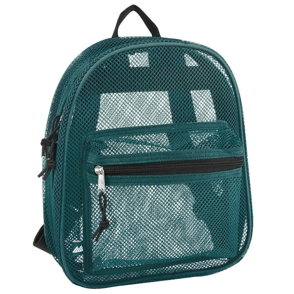 Solid Color Mini Mesh Backpack with Front Zippered Pocket in Green