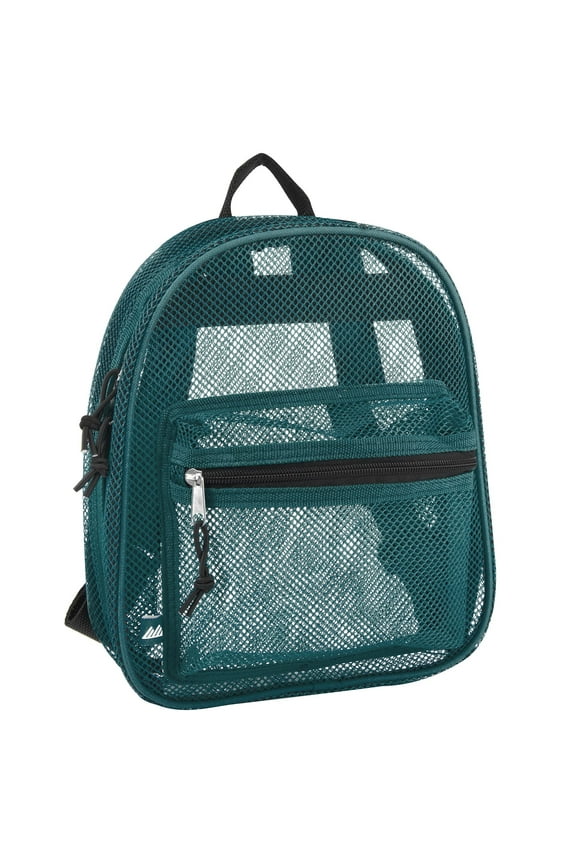 Solid Color Mini Mesh Backpack with Front Zippered Pocket in Green