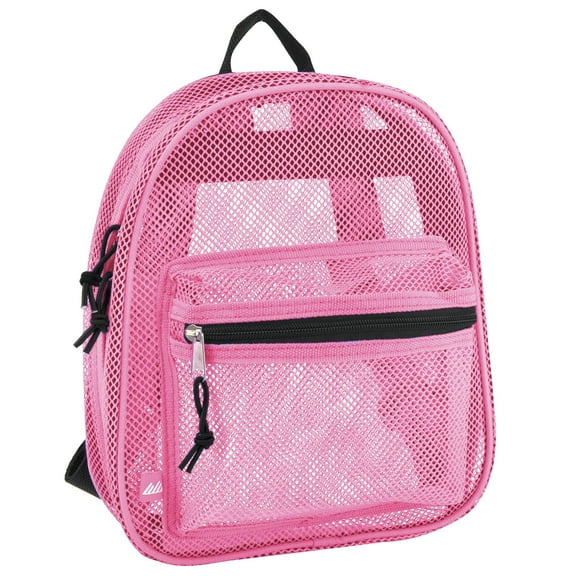 Solid Color Mini Mesh Backpack with Front Zippered Pocket in Pink