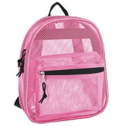 Solid Color Mini Mesh Backpack with Front Zippered Pocket in Pink