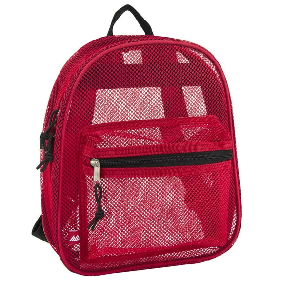 Solid Color Mini Mesh Backpack with Front Zippered Pocket in Red