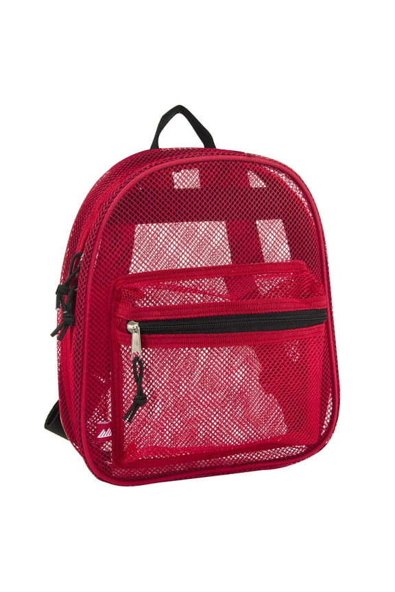 Solid Color Mini Mesh Backpack with Front Zippered Pocket in Red