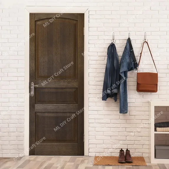 Solid Color Minimalist D Realistic Gray White Printed Wood Grain Home ration Detachable PVC Door Sti