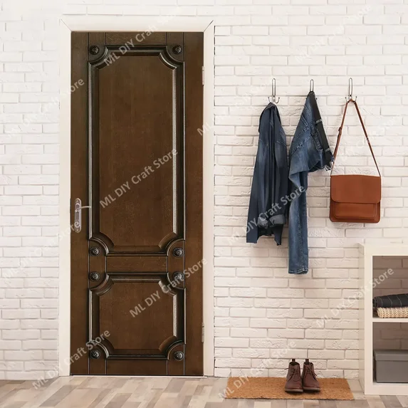 Solid Color Minimalist D Realistic Gray White Printed Wood Grain Home ration Detachable PVC Door Sti