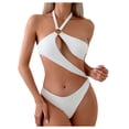 thumbnail image 1 of Solid Color Neck Swimsuit With Circle Detail Fashionable Monokini For Beachwear White Womens Swimsuits, 1 of 4