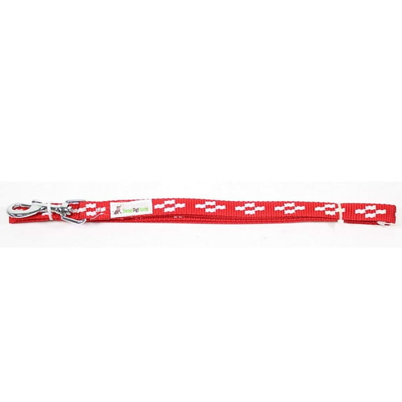 Solid Color Nylon with Dog Paw Print Design 4 ft Long 5/8 Inch Wide Dog Leash Red Blue Or Black