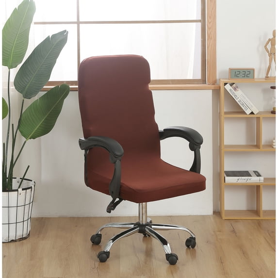 Solid Color Office Chair Cover,Removable Desk Chair Cover with Zipper,Comfortable and Breathable Computer Chairs Slipcover,Suitable for Various Settings(Size: M)