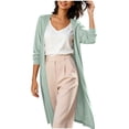 thumbnail image 1 of Solid Color Open Front Maxi Long Cardigan Sweater for Women Lightweight Long Sleeve Cardigan Oversized Long Coat Trendy, 1 of 7