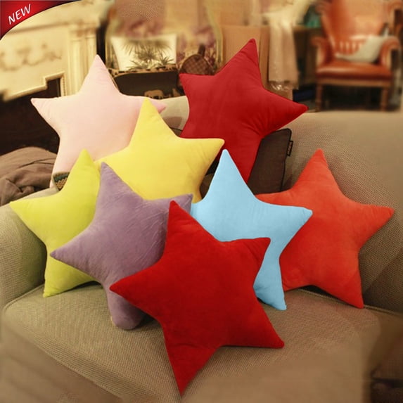 Solid‑Color Orange Five‑Pointed Star Throw Pillow 18×18 Inch, Soft Short Plush Star Cushion, Decorative Sofa Bed Chair Back Pillow for Holiday Party Home Decor Gift