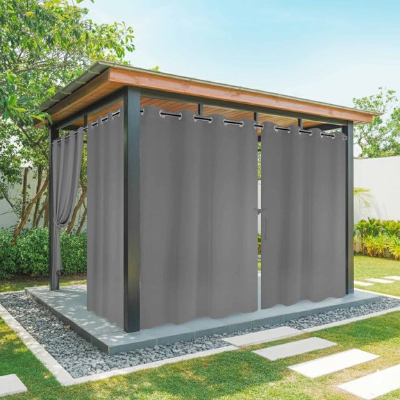 Solid Color Outdoor Curtains for Patio Waterproof, Dark Gray Grommet Curtains for Porch Outside Privacy Drape for Gazebo Garden Pergola, 1 Panel, 54x108in