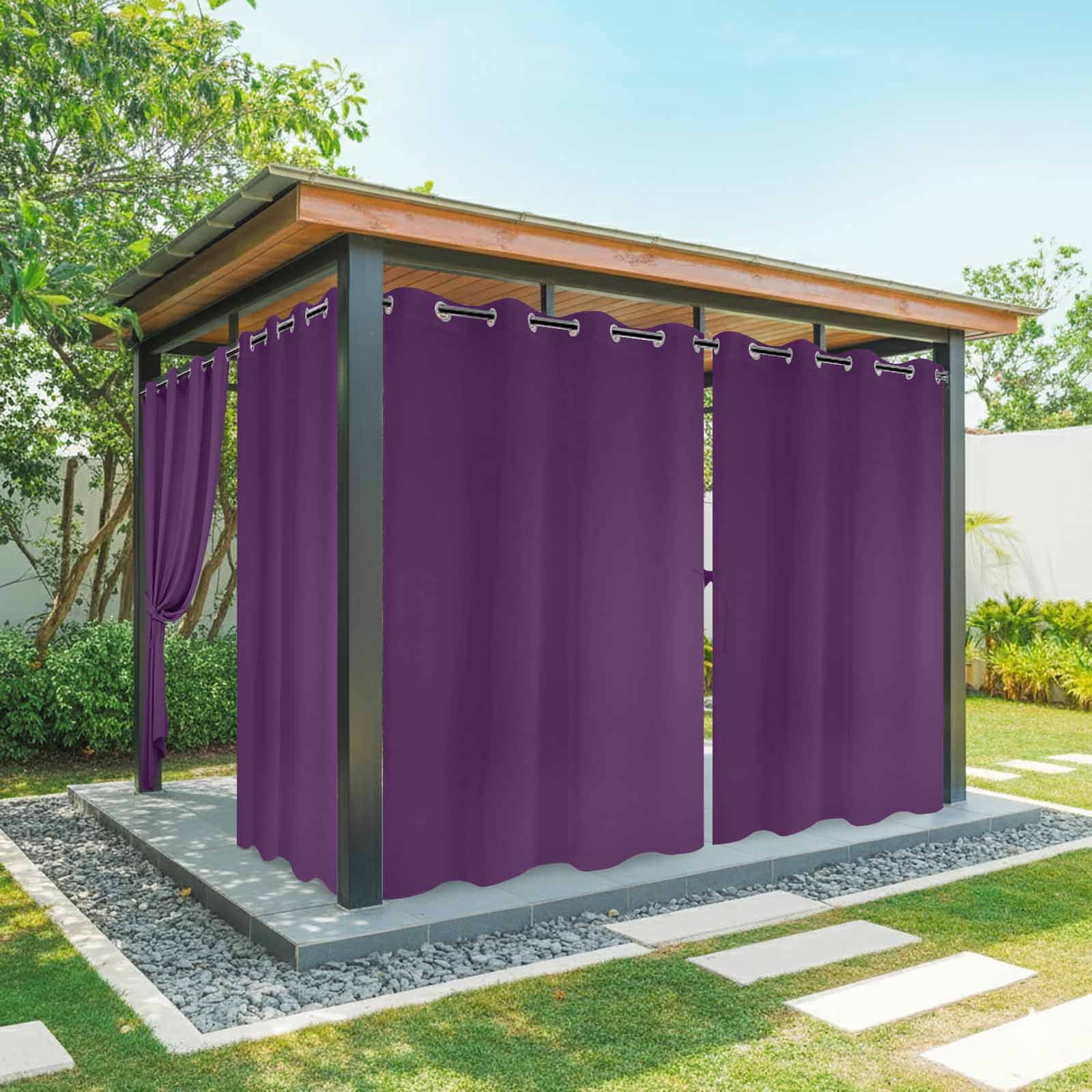 Solid Color Outdoor Curtains for Patio Waterproof, Purple Grommet Curtains for Porch Outside Privacy Drape for Gazebo Garden Pergola, 2 Panels, 54x108in