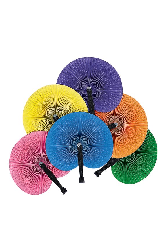 Solid-Color Paper Fans Decorations, 12-Piece Set