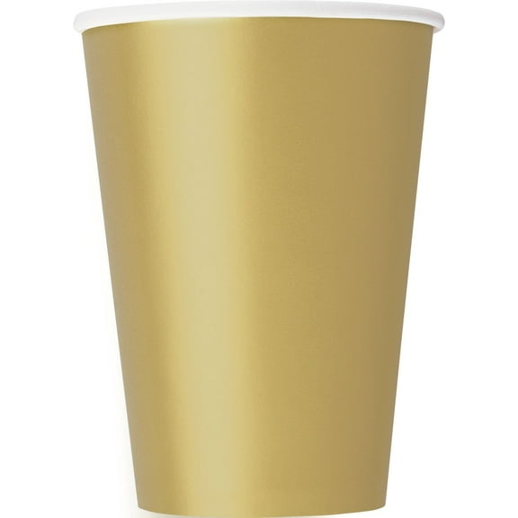 Solid Color Paper Party Cups, 12 oz, Matte Gold, 10ct