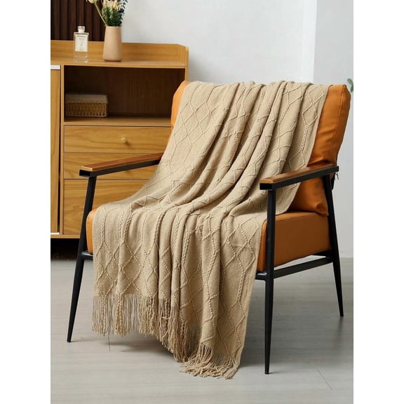 A Solid Color Particle Knitted Blanket, Nordic Style Acrylic Rectangular Office Nap Sofa Blanket Air Conditioning Blanket Knitted Small Blanket Shawl Cover Blanket Blanket Bed End Blanket