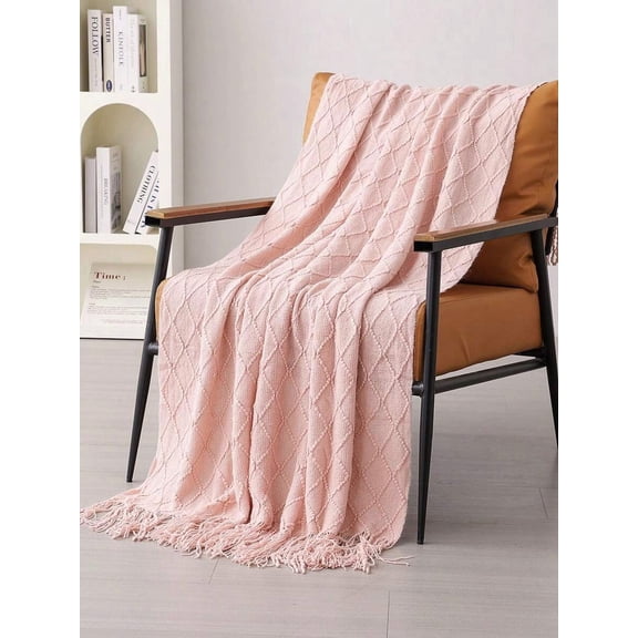 A Solid Color Particle Knitted Blanket, Nordic Style Acrylic Rectangular Office Nap Sofa Blanket Air Conditioning Blanket Knitted Small Blanket Shawl Cover Blanket Blanket Bed End Blanket