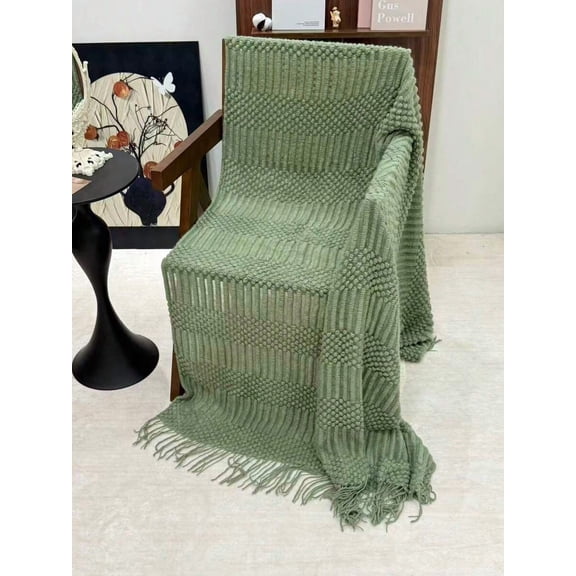 A Solid Color Particle Knitted Blanket, Nordic Style Acrylic Rectangular Office Nap Sofa Blanket Air Conditioning Blanket Knitted Small Blanket Shawl Cover Blanket Blanket Bed End Blanket