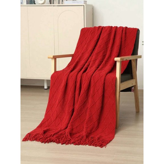 A Solid Color Particle Knitted Blanket, Nordic Style Acrylic Rectangular Office Nap Sofa Blanket Air Conditioning Blanket Knitted Small Blanket Shawl Cover Blanket Blanket Bed End Blanket