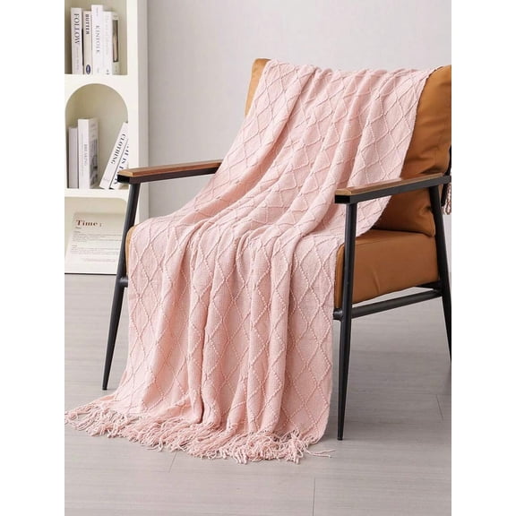 A Solid Color Particle Knitted Blanket, Nordic Style Acrylic Rectangular Office Nap Sofa Blanket Air Conditioning Blanket Knitted Small Blanket Shawl Cover Blanket Blanket Bed End Blanket
