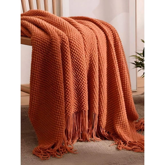 A Solid Color Particle Knitted Blanket, Nordic Style Acrylic Rectangular Office Nap Sofa Blanket Air Conditioning Blanket Knitted Small Blanket Shawl Cover Blanket Blanket Bed End Blanket