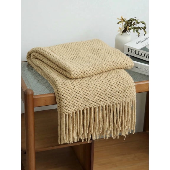 A Solid Color Particle Knitted Blanket, Nordic Style Acrylic Rectangular Office Nap Sofa Blanket Air Conditioning Blanket Knitted Small Blanket Shawl Cover Blanket Blanket Bed End Blanket