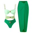 thumbnail image 1 of Solid Color Patchwork One-piece Swimsuit Set Women Fashion Multiple Styles Chic Conservative Metal Buckle Two Piece Set Swimsuit, 1 of 6