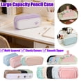 thumbnail image 1 of Solid Color Pencil Case, Large Capacity Square Pen Pouch, Simple Zipper Pencil Box Organizer, for College Adults Office Back to College Supplies, AKLJWH - #15 Black-1PC, 1 of 7