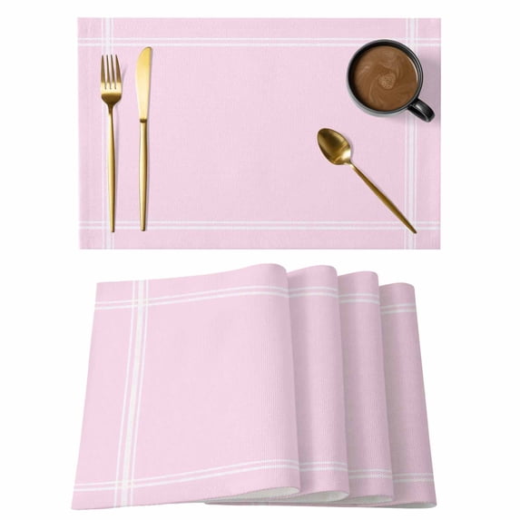 Solid Color Placemats Set of 4 Pink Place Mats Table Mats Kitchen Dining Home Outdoor Party Table Decoration