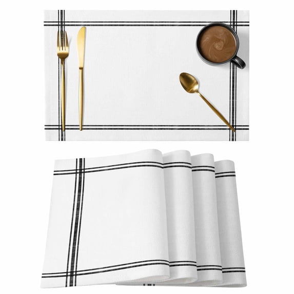 Solid Color Placemats Set of 4 White Place Mats Table Mats Kitchen Dining Home Outdoor Party Table Decoration