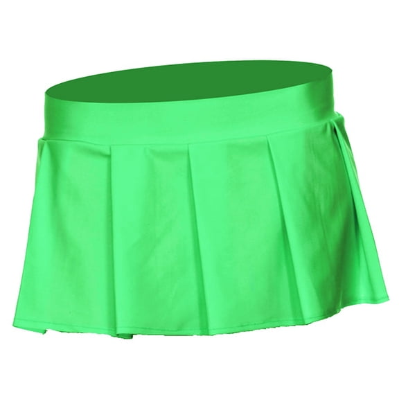 Solid Color Pleated Mini Skirt Adult Clothing Neon Green - Small/Medium