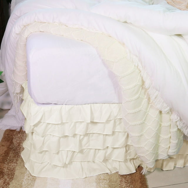 Solid Color Pleated Ruffled Bed Skirt Dust Ruffle All Sizes