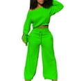 thumbnail image 1 of Solid Color Plus Size 2 Piece for Women Drawstring Plush Wide Leg Pants Cold Shoulder Long Sleeve Tops Sets Winter Casual Outfits, 1 of 4