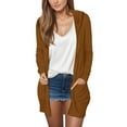 thumbnail image 1 of Solid Color Pocket Casual Long Sleeve Top Hooded Cardigan Jacket, Brown S, Size S-2XL, 1 of 6
