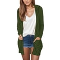 thumbnail image 1 of Solid Color Pocket Casual Long Sleeve Top Hooded Cardigan Jacket, Green L, Size S-2XL, 1 of 6