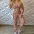 thumbnail image 1 of Solid Color Polyester Overalls,Women's Fashion Workwear Waistband Strap Pants Minimal Jumpsuit, 1 of 6