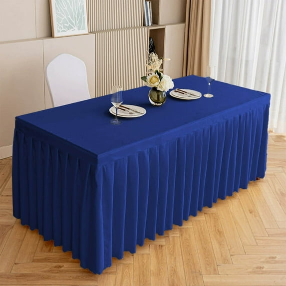 Solid Color Polyester Table Skirt | Wrinkle-Resistant Banquet Tablecloth | Ruffled Decorative Cover for Wedding & Conference | 120x40x75cm