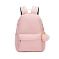 thumbnail image 1 of Solid Color Pom Pom Pendant Backpack for Ages 5rd 6th 8th 10th Simple Front Pocket Adjustable Straps Waterproof Casual Elementary Back To School Mini Bookbag, 1 of 9