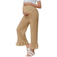 thumbnail image 1 of Solid Color Pregnancy Maternity Women Flared Wide Leg Casual Pants, 1 of 6