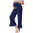 thumbnail image 1 of Solid Color Pregnancy Maternity Women Flared Wide Leg Casual Pants, 1 of 6