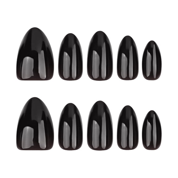 Solid Color Press on Nails in Black, Long Stiletto Glossy False Nails, 10 Count