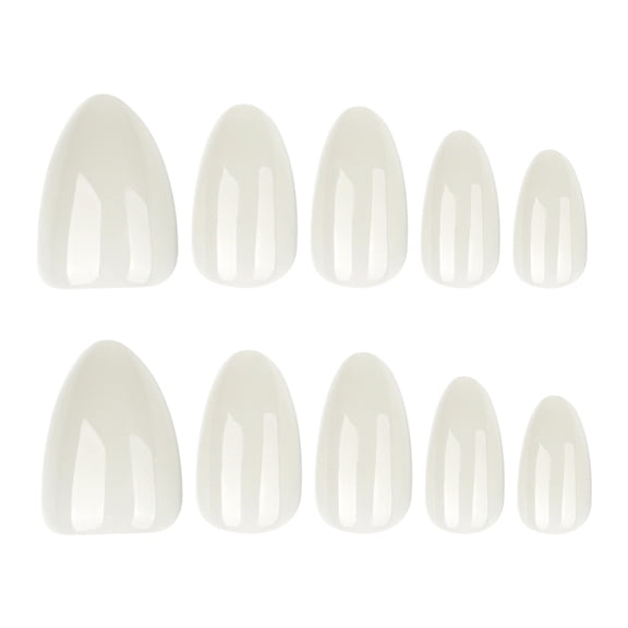 Solid Color Press on Nails in Cream White and Milky White, Almond Glossy False Nails, 30 Count