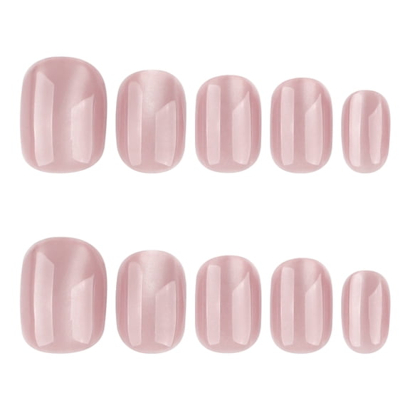 Solid Color Press on Nails in Pink, Medium Round Glossy False Nails, 24 Count