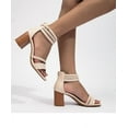 thumbnail image 1 of Solid Color Printed Open Toe Round Toe Braided Ankle Strap Chunky Heel Sandals for Women, 1 of 6