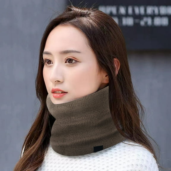 Solid Color Pullover Warm Scarf for Men and Women in Autumn and Winter Plus Velvet and Thickened Outdoor Knitted Scarf