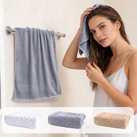 Solid Color Pure Cotton Towel, Thickened High Density Cotton, Extra Soft & Highly Absorbent, Plain Style, Household Face Washcloth for Daily Bathroom Use by Velmuse