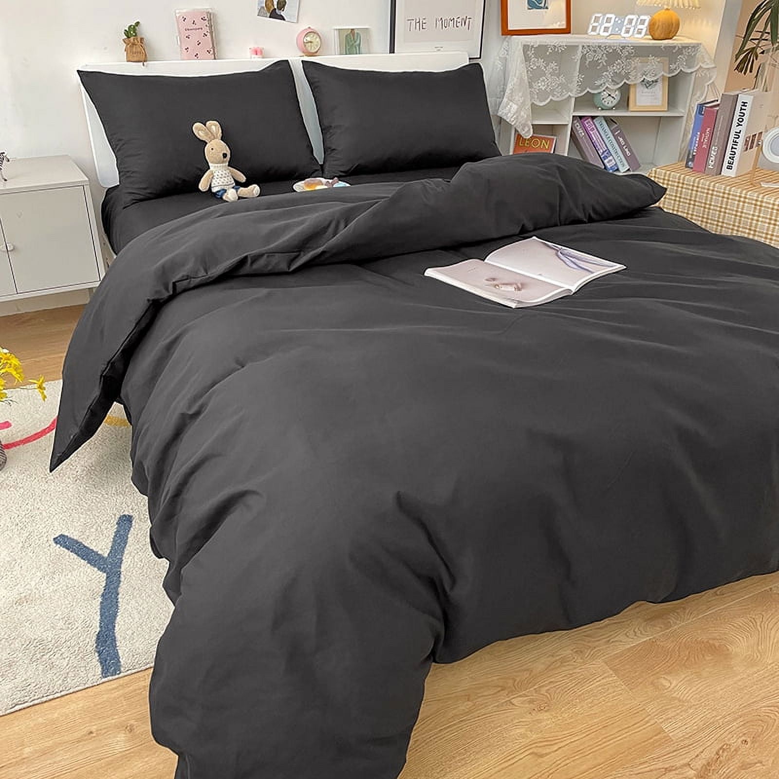 Solid Color Quilt Cover Single Double Duvet Cover Grey King Size