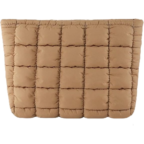 Solid Color Quilted Design Clutch-Quilted Puffer Makeup Bag for Women,Large Capacity Small Cute Travel Toiletry Storage Pouch