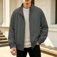 thumbnail image 1 of Solid Color Raglan Sleeves With Elastic Closure Men's Versatile Stand Up Collar Jacket For Daily Use Dark Gray L, 1 of 7