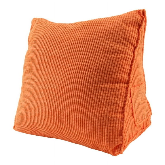 Qtmnekly Solid Color Reading Backrest Cushion Wedge Pillow Thick Lumbar Back Pad cloth Orange