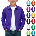 thumbnail image 1 of Solid Color Recreational Sports Long Sleeve Collar Blouse Outdoor Hooded Jacket Waterproof Windproof Cardigan Jacket Kids Size 7-8Years, 1 of 7
